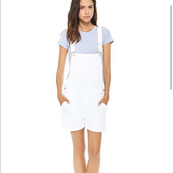 white overalls shorts